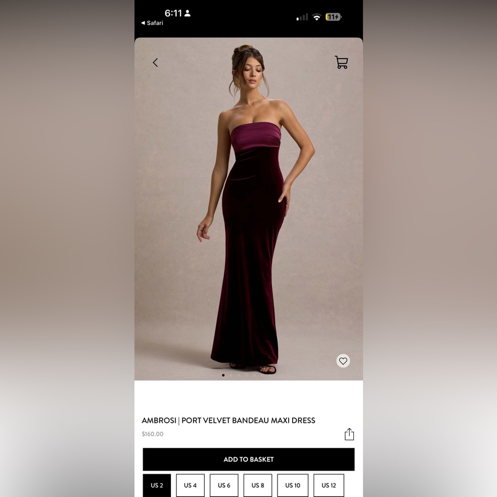 Club L London Strapless Velvet Maxi Dress - Deep Burgundy